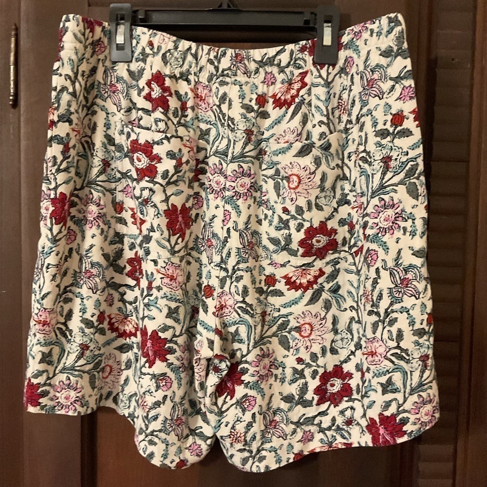 J. Jill Elastic Waist with Tie Floral High Rise Comfy Casual Shorts Size Small - Picture 3 of 7